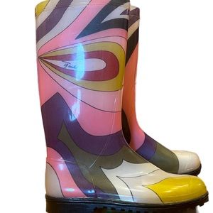 Emilio Pucci Multi Rubber/Rain Boots Sz 7/7.5- RUN BIG